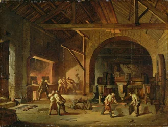 Interieur van een ijzerfabriek, 1850
